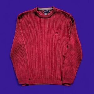 Y2K Chaps Cable Knit Sweater Red Great Old Money Fit